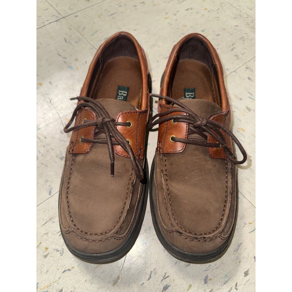 Bass Lowtide Mens Brown Leather Boat Shoes Two Tone Moc Toe Loafers 7M Preppy